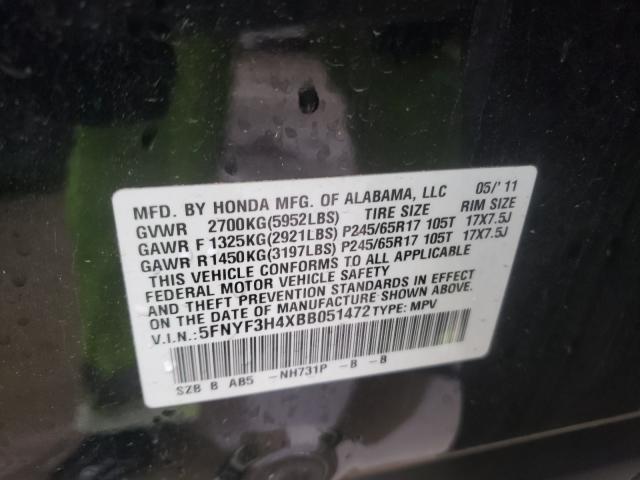 2011 HONDA PILOT EX 5FNYF3H4XBB051472