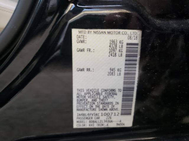 2019 NISSAN ALTIMA PLA 1N4BL4FV5KC100712