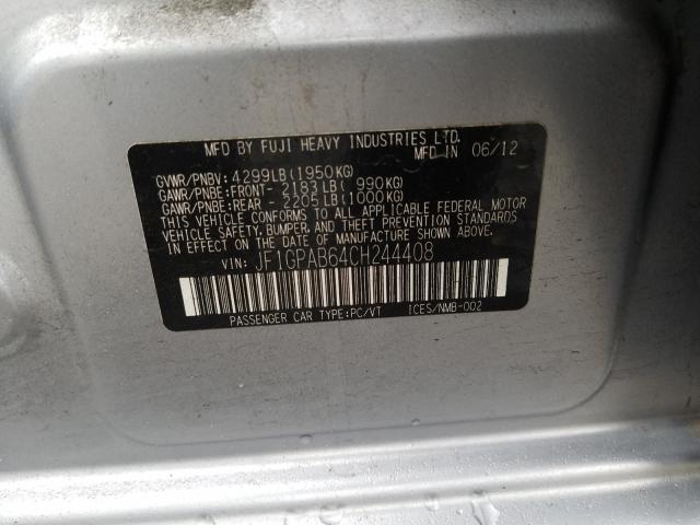 2012 SUBARU IMPREZA PR JF1GPAB64CH244408