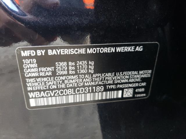 VIN WBAGV2C08LCD31189 2020 BMW 8 Series, 840I no.10