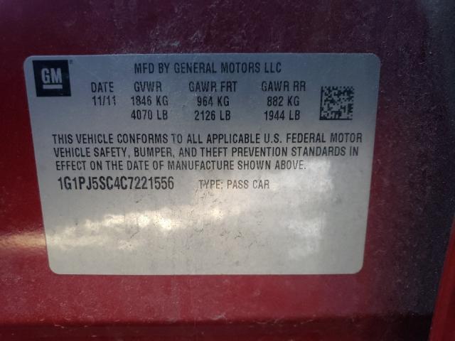 2012 CHEVROLET CRUZE ECO 1G1PJ5SC4C7221556