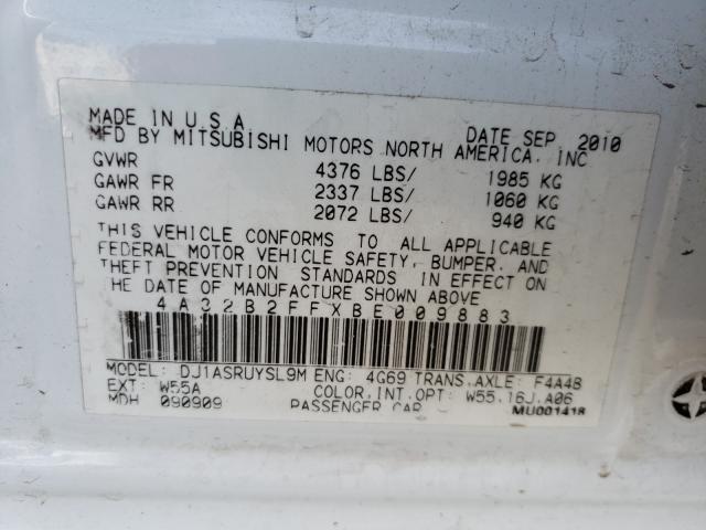 2011 MITSUBISHI GALANT FE 4A32B2FFXBE009883