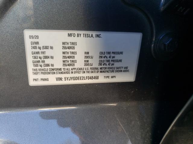 2020 TESLA MODEL Y 5YJYGDEE2LF048468