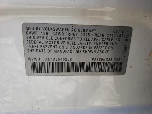 2010 VOLKSWAGEN CC LUXURY WVWHP7AN4AE546208