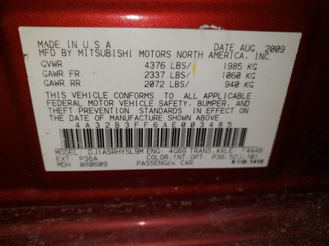 2010 MITSUBISHI GALANT ES 4A32B3FF6AE003485