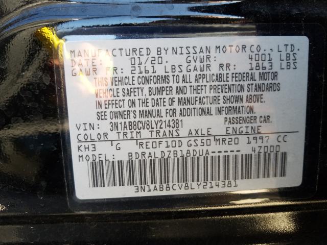 2020 NISSAN SENTRA SV 3N1AB8CV8LY214381