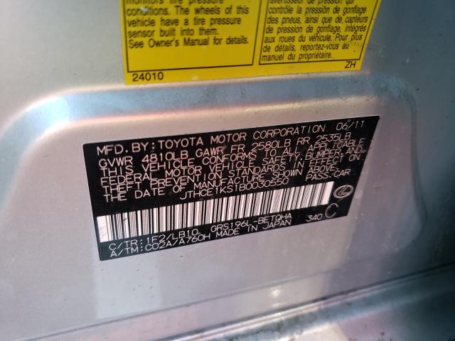 2011 LEXUS GS 350 JTHCE1KS1B0030550