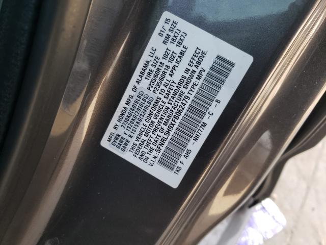 2015 HONDA ODYSSEY TO 5FNRL5H9XFB062479