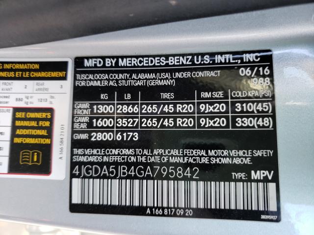 2016 MERCEDES-BENZ GLE 350 4JGDA5JB4GA795842