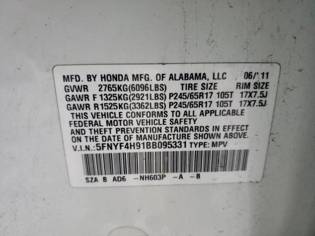2011 HONDA PILOT TOUR 5FNYF4H91BB095331