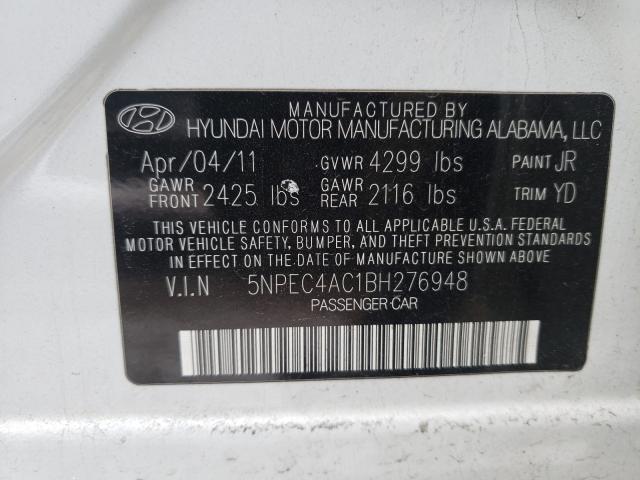 2011 HYUNDAI SONATA SE 5NPEC4AC1BH276948