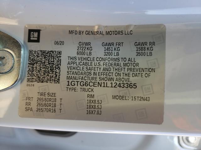 2020 GMC CANYON SLE 1GTG6CEN1L1243365