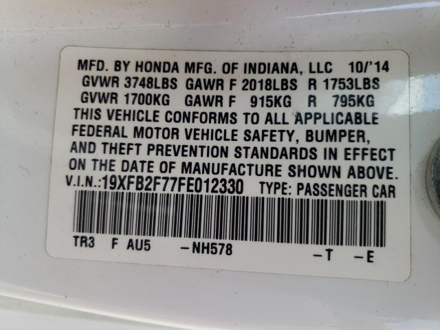 2015 HONDA CIVIC SE 19XFB2F77FE012330