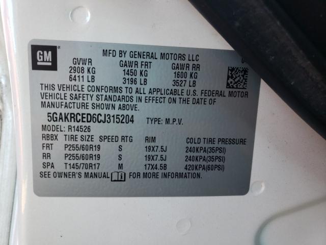 2012 BUICK ENCLAVE 5GAKRCED6CJ315204