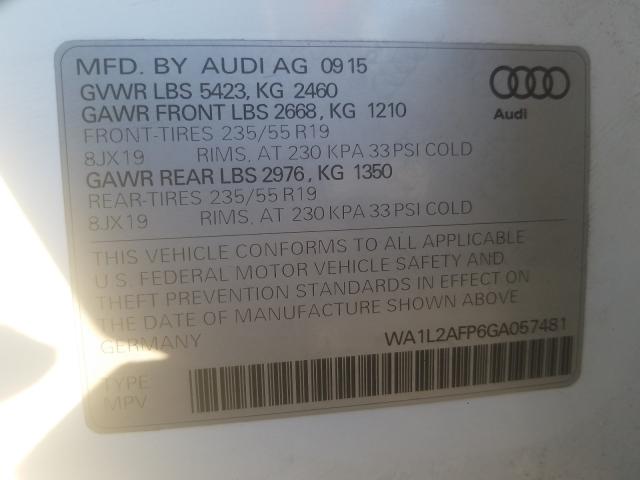 2016 AUDI Q5 WA1L2AFP6GA057481