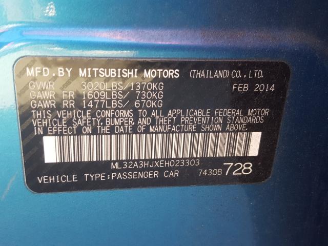 2014 MITSUBISHI MIRAGE ML32A3HJXEH023303