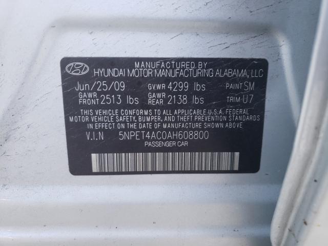 2010 HYUNDAI SONATA 5NPET4AC0AH608800