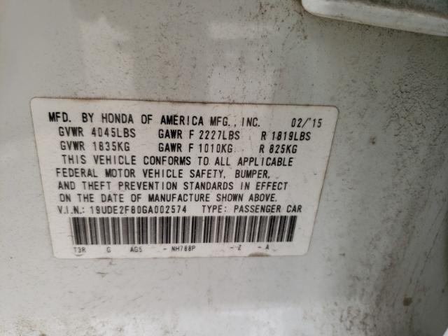 2016 ACURA ILX PREMIU 19UDE2F80GA002574