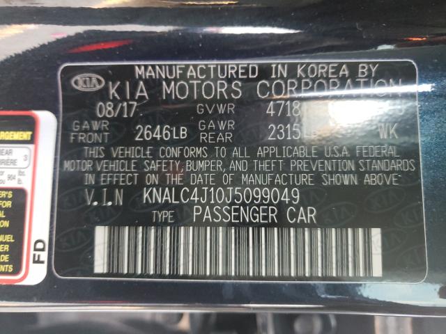 2018 KIA CADENZA LU KNALC4J10J5099049