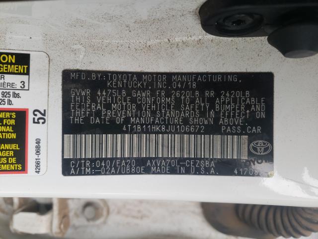 2018 TOYOTA CAMRY L 4T1B11HK8JU106672