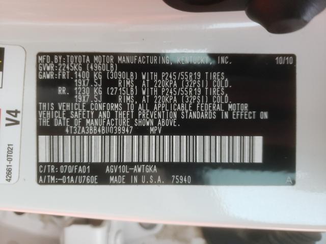 2011 TOYOTA VENZA - 4T3ZA3BB4BU038947