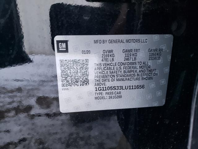 2020 CHEVROLET IMPALA PRE 1G1105S33LU111656