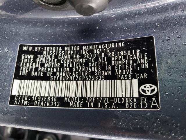 2016 TOYOTA COROLLA L - 5YFBURHE7GP529639