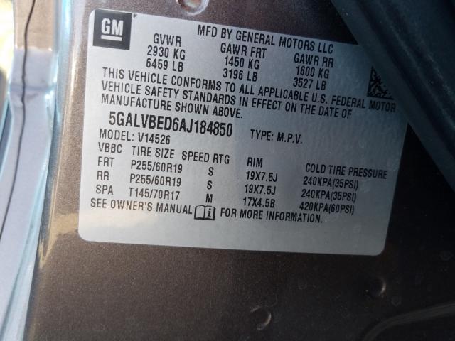 2010 BUICK ENCLAVE CX 5GALVBED6AJ184850