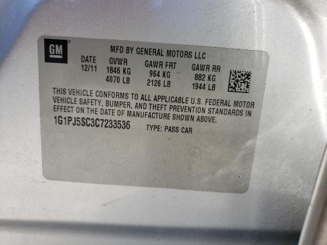 2012 CHEVROLET CRUZE ECO 1G1PJ5SC3C7233536