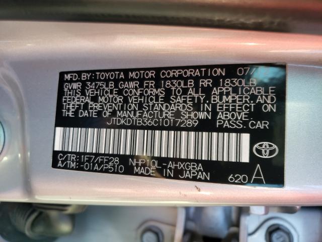 2012 TOYOTA PRIUS C JTDKDTB36C1017289