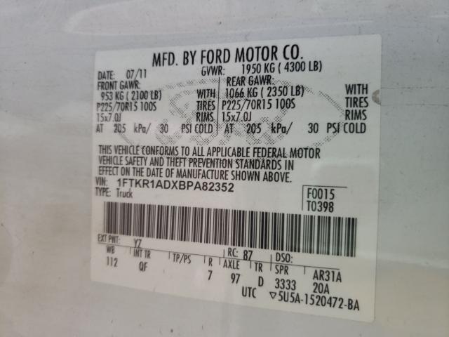 2011 FORD RANGER 1FTKR1ADXBPA82352