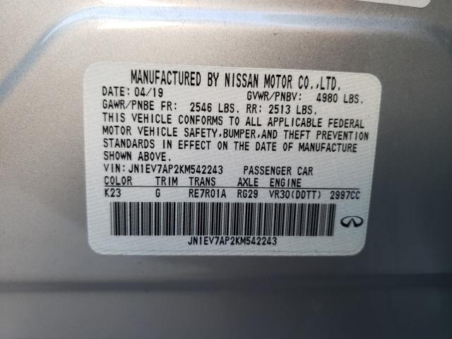 2019 INFINITI Q50 LUXE JN1EV7AP2KM542243