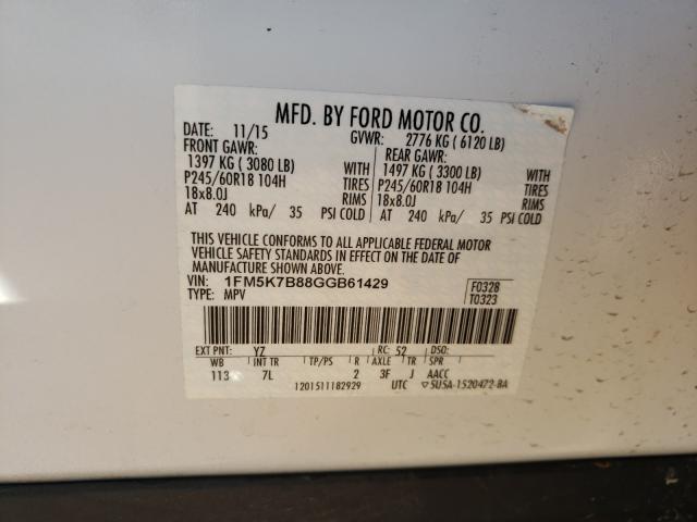 2016 FORD EXPLORER 1FM5K7B88GGB61429