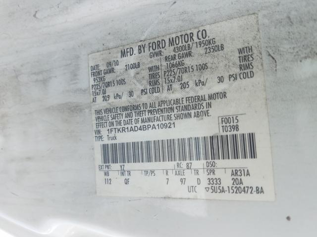 2011 FORD RANGER 1FTKR1AD4BPA10921