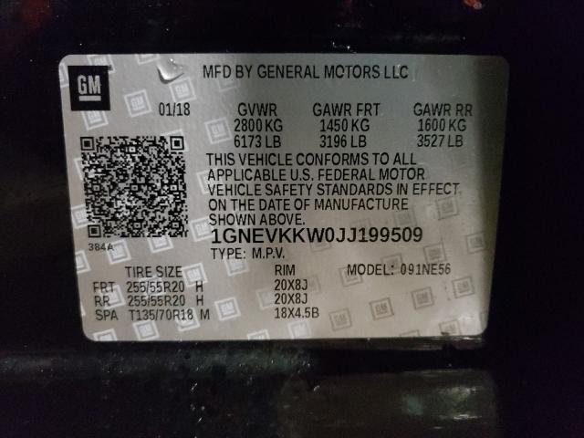 2018 CHEVROLET TRAVERSE H 1GNEVKKW0JJ199509