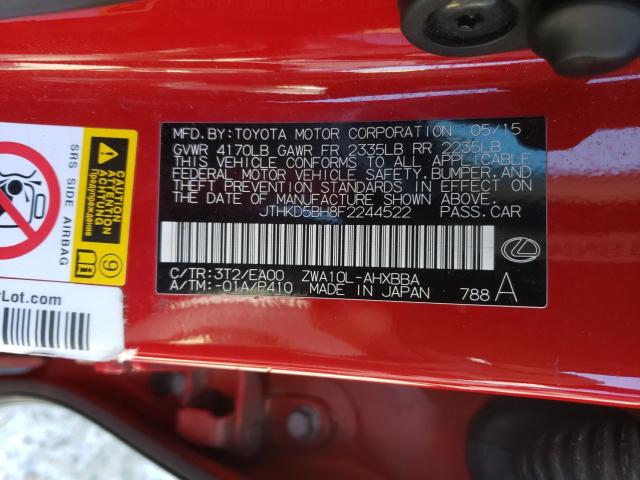 2015 LEXUS CT 200 JTHKD5BH8F2244522