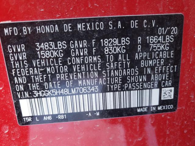 2020 HONDA FIT LX 3HGGK5H48LM706343