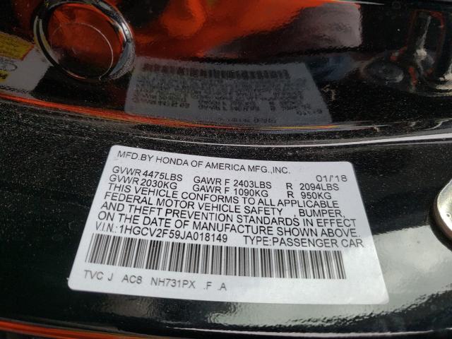 2018 HONDA ACCORD EXL - 1HGCV2F59JA018149
