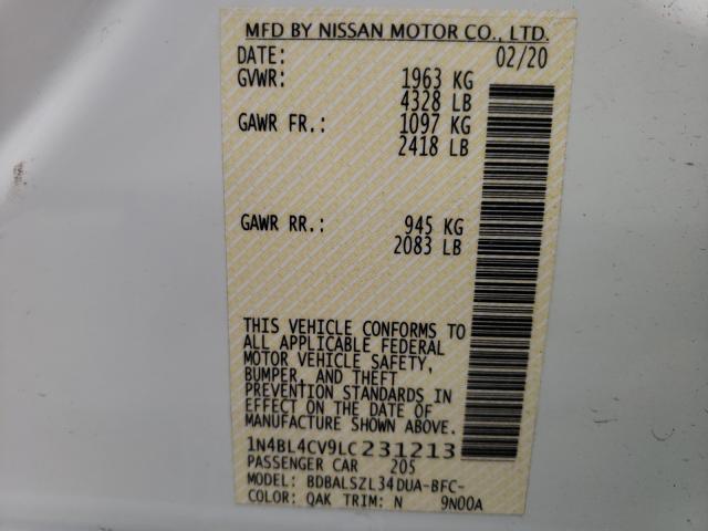 2020 NISSAN ALTIMA SR 1N4BL4CV9LC231213