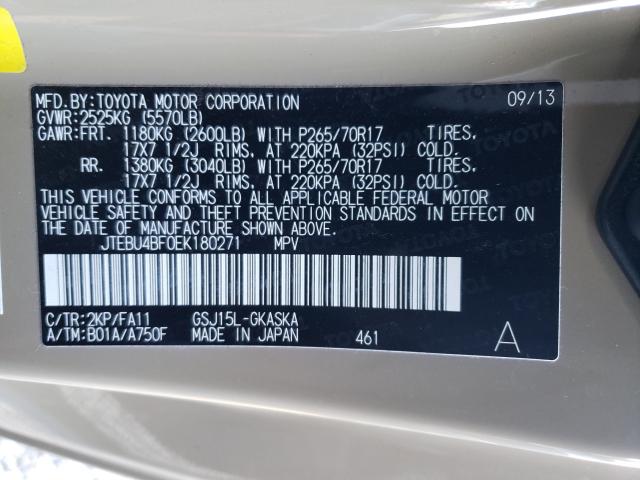 2014 TOYOTA FJ CRUISER JTEBU4BF0EK180271