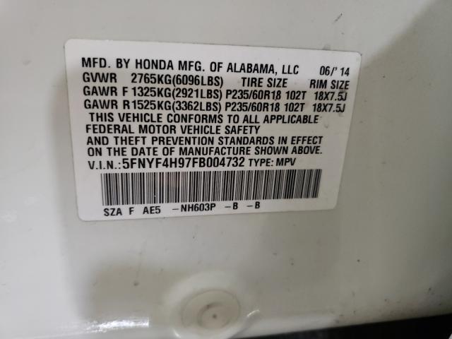 2015 HONDA PILOT TOUR 5FNYF4H97FB004732