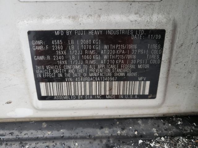 2010 SUBARU OUTBACK 2. - 4S4BRBAC9A1340967