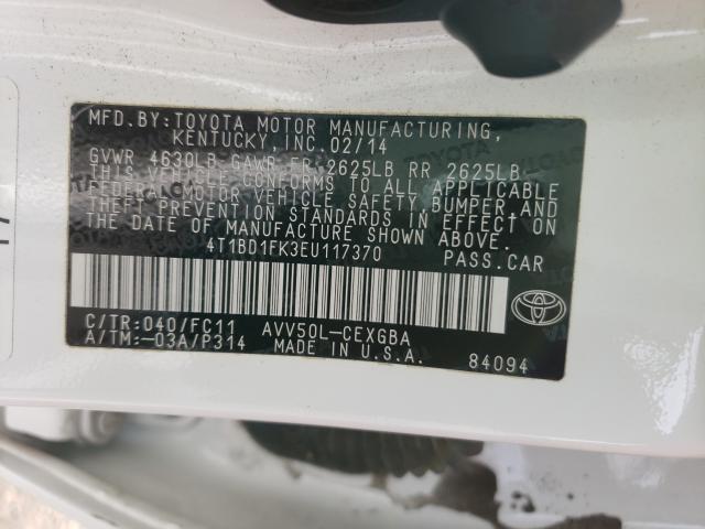 2014 TOYOTA CAMRY HYBR 4T1BD1FK3EU117370