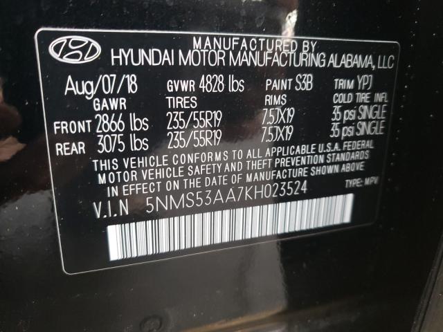 2019 HYUNDAI SANTA FE 5NMS53AA7KH023524