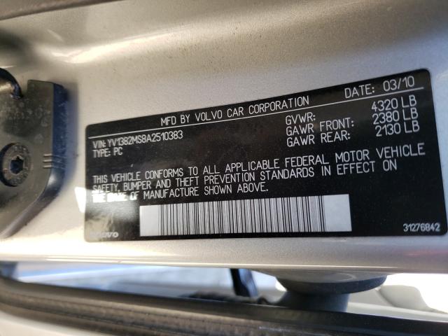 2010 VOLVO S40 2.4I YV1382MS8A2510383