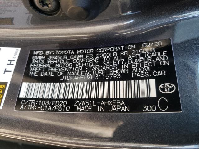 2020 TOYOTA PRIUS L JTDKARFUXL3115793