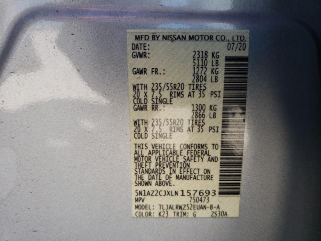 2020 NISSAN MURANO SL 5N1AZ2CJXLN157693