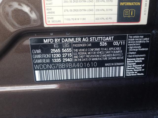 2011 MERCEDES-BENZ S 550 - WDDNG7BB9BA401610