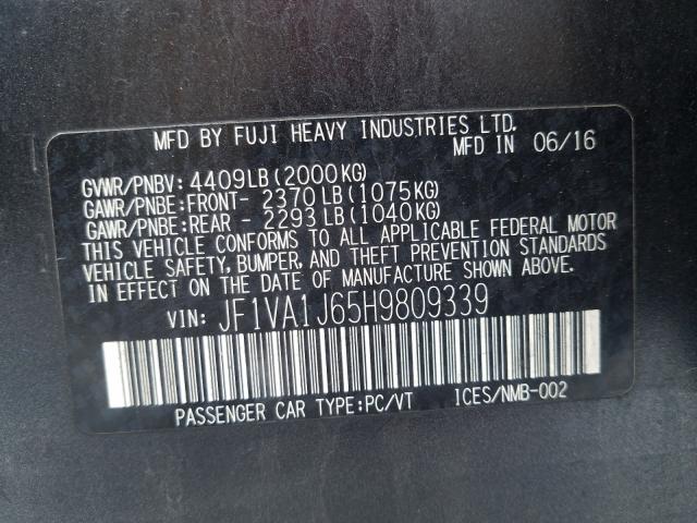 2017 SUBARU WRX LIMITE JF1VA1J65H9809339