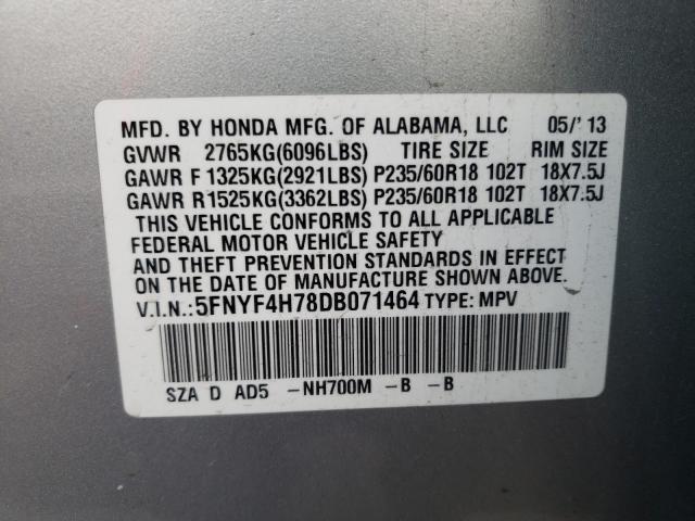2013 HONDA PILOT EXLN - 5FNYF4H78DB071464
